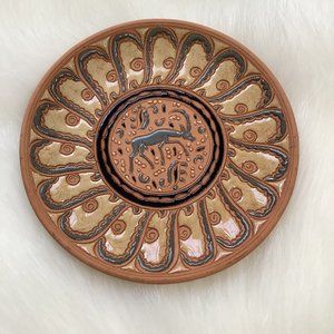 Bonis pottery stag rhodes greece terracotta handmade handpainted plate/dish